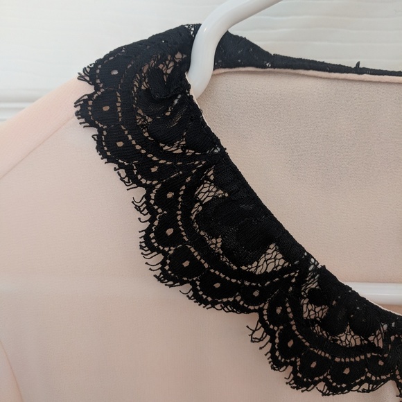 Peach Dress Shirt with Lace Collar Detail - Picture 2 of 5